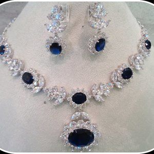 HIGH GRADE SAPPHIRE LADY'S NECKLACE EARRING SET
